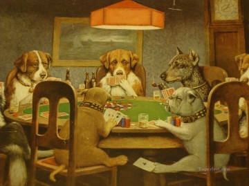 perros jugando al poker 4 humor gracioso mascotas Pinturas al óleo